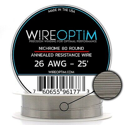 26 Gauge Awg Nichrome 80 Wire 25' Length - N80 Wire 26g Ga 0.40 Mm 25 Ft