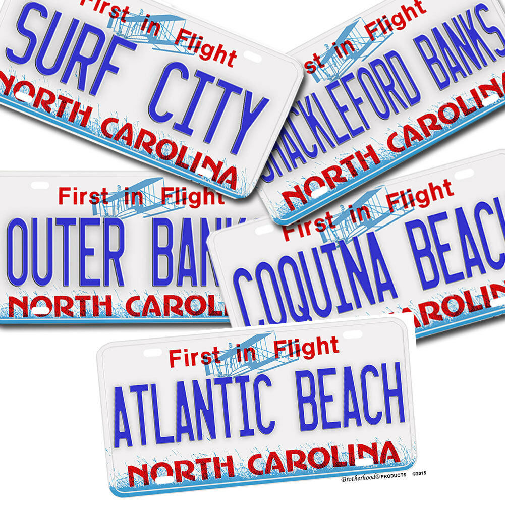 North Carolina Coastal Towns And Beaches Design Aluminum License Plate