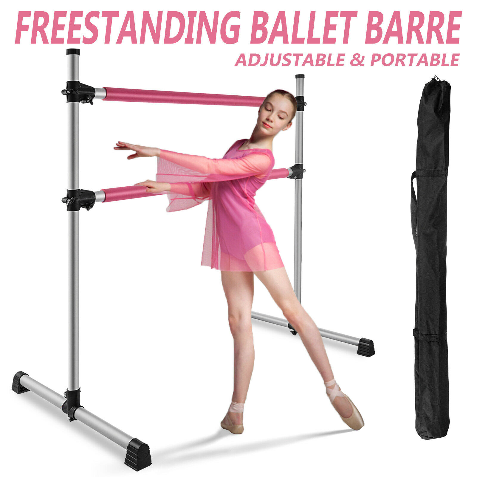 4ft Portable Ballet Barre Bar Home Adjustable Freestanding Stretch Dance W/ Bag