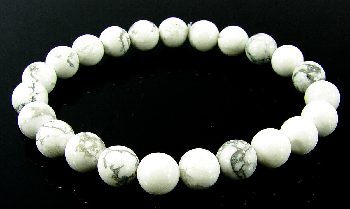 95 Ct Natural Howlite Round Beads 8 Mm Stretch Gemstone Healing Bracelet - B574