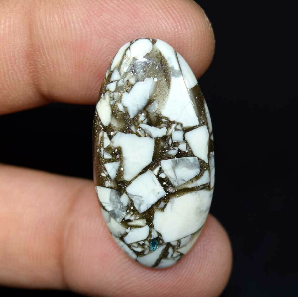 23.80 Cts. Reconstructed Copper White Howlite Oval Cabochon Loose Gemstone