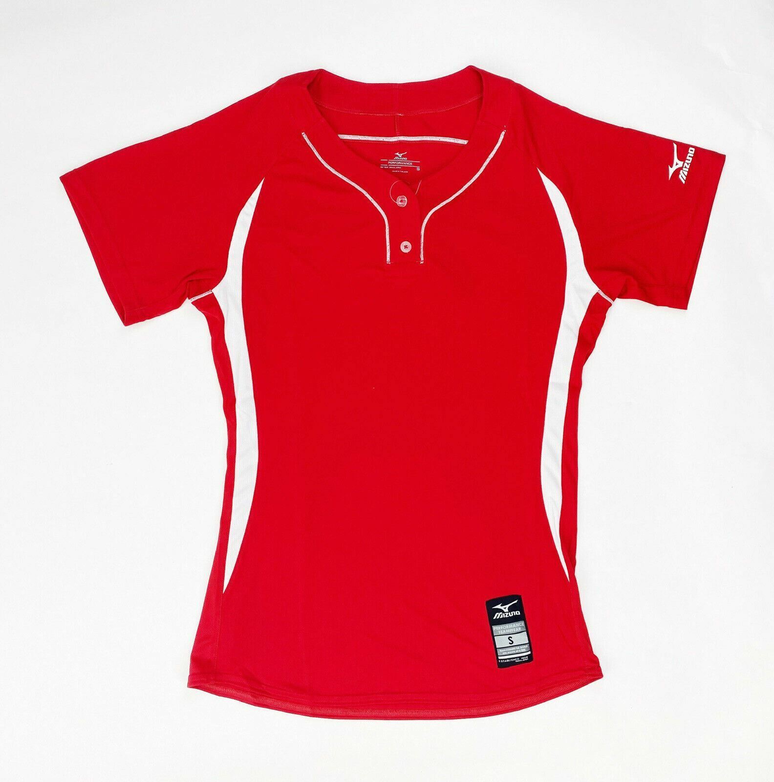 Mizuno Elite Short Sleeve 2-button Game Softball Jersey Women's Small Red 350603