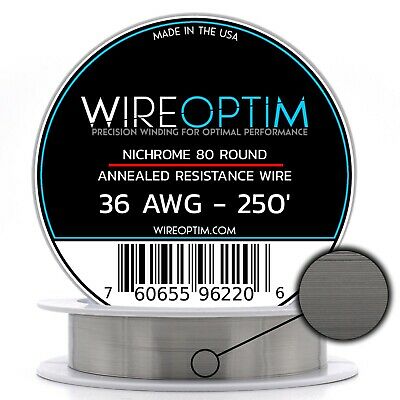 36 Gauge Awg Nichrome 80 Wire 250' Length - N80 Wire 36g Ga 0.127 Mm 250 Ft