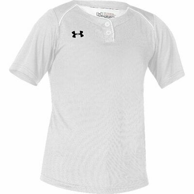 Under Armour Next 2-button Youth Girl's Softball Jersey White | White Md