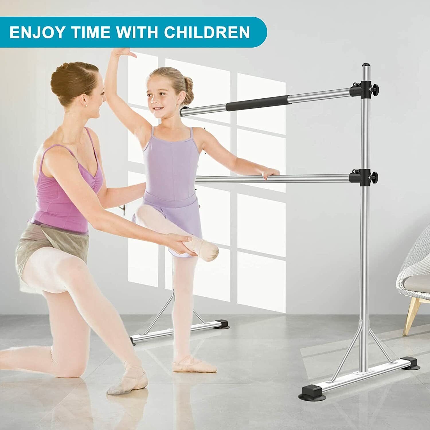Ugnxery Ballet Barre, Portable Home Ballet Bar With Height Adjustable, 4ft Frees
