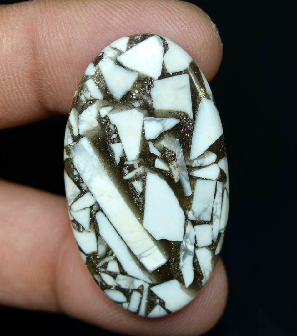 31.55 Cts. Reconstructed Copper White Howlite Oval Cabochon Loose Gemstone