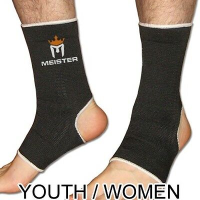Youth / Women's Ankle Supports Black - Meister Mma Muay Thai Compression Wraps
