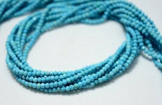 5 Strand Howlite Turquoise 2.50mm Faceted Round Gemstone Chinese Beads 15 Inch