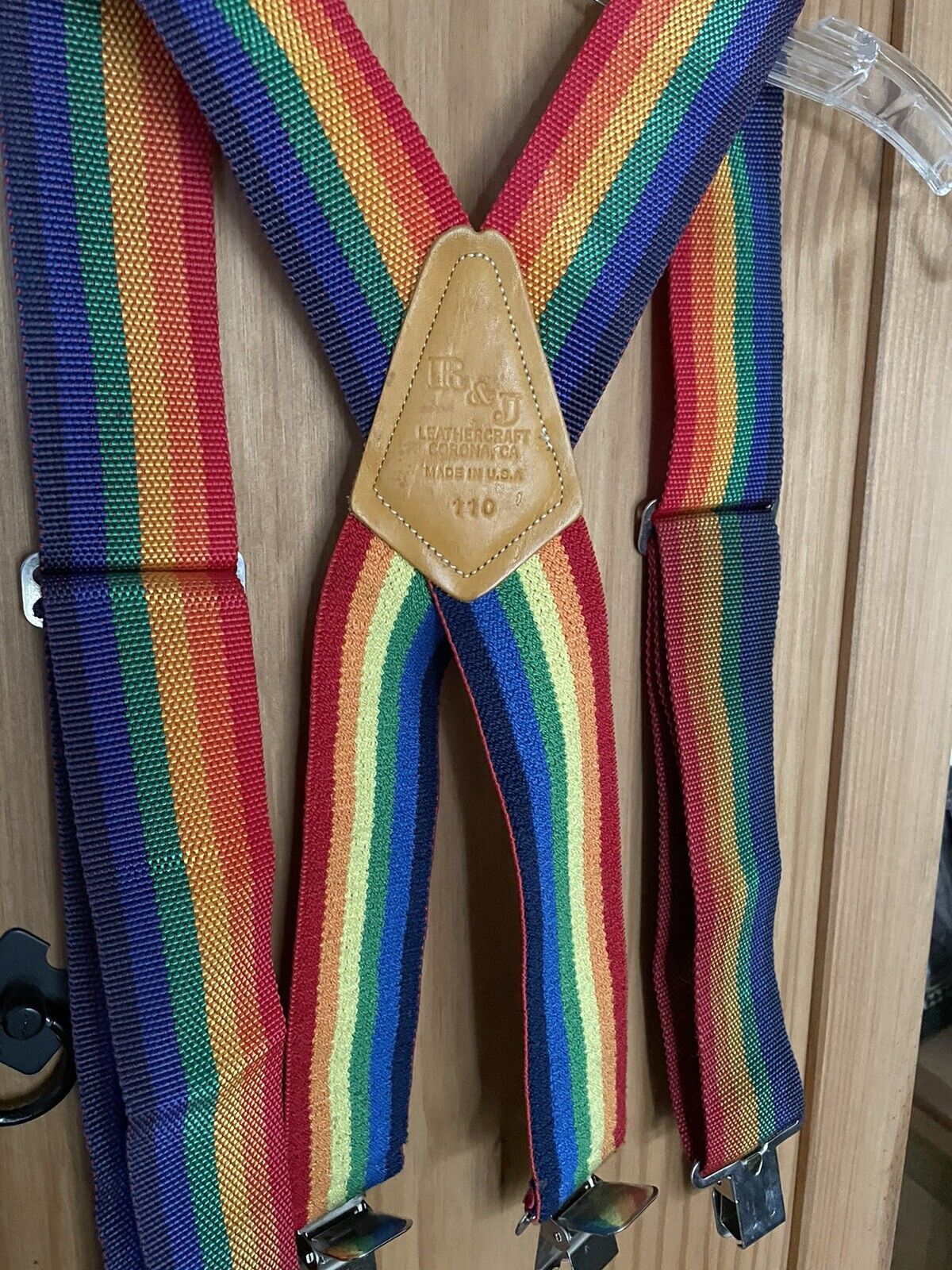 R J Leathercraft Rainbow Pride Vintage Suspenders Euc 110 Made In Usa California