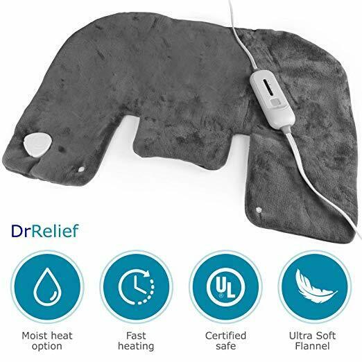 Dr Relief Electric Neck And Shoulder Warmer Heating Pad (18”x25”) Gray