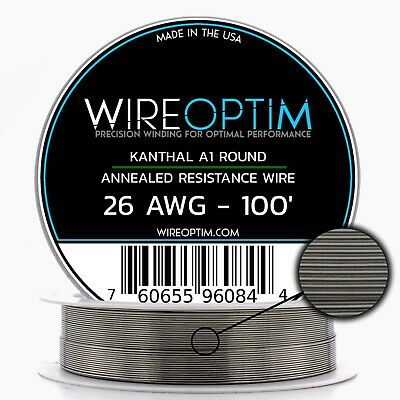 26 Gauge Awg Kanthal A1 Wire 100' Length - Ka1 Wire 26g Ga 0.40 Mm 100 Ft
