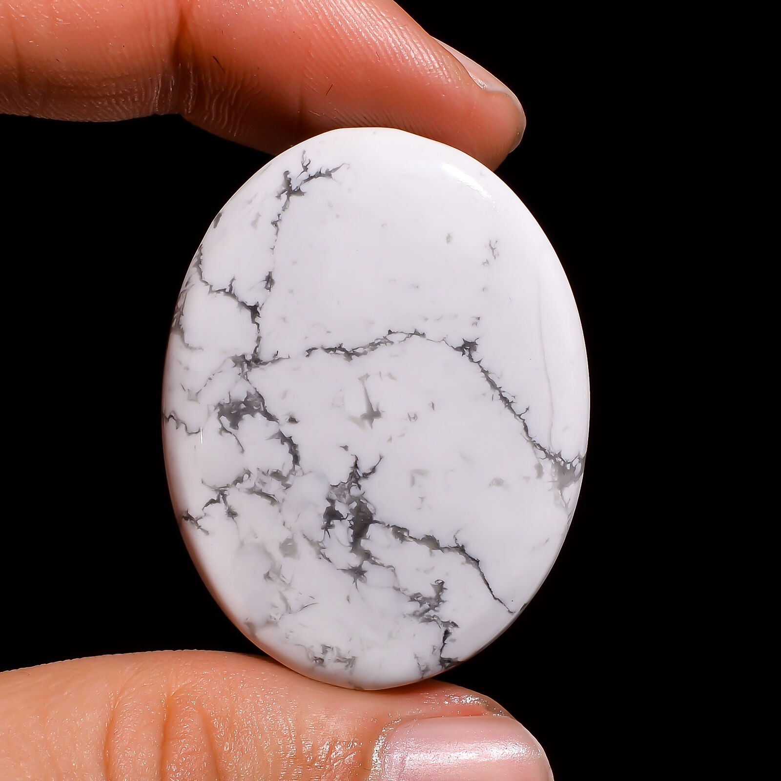 100% Natural Howlite Oval Shape Cabochon Loose Gemstone 61 Ct 38x29x5 Mm Hs-9247