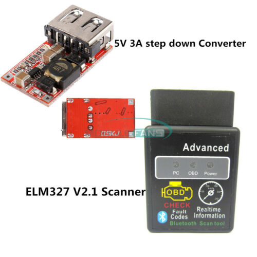 Elm327 V2.1 Obd2 Car Bluetooth Diagnostic Interface Scanner Step Down Converter