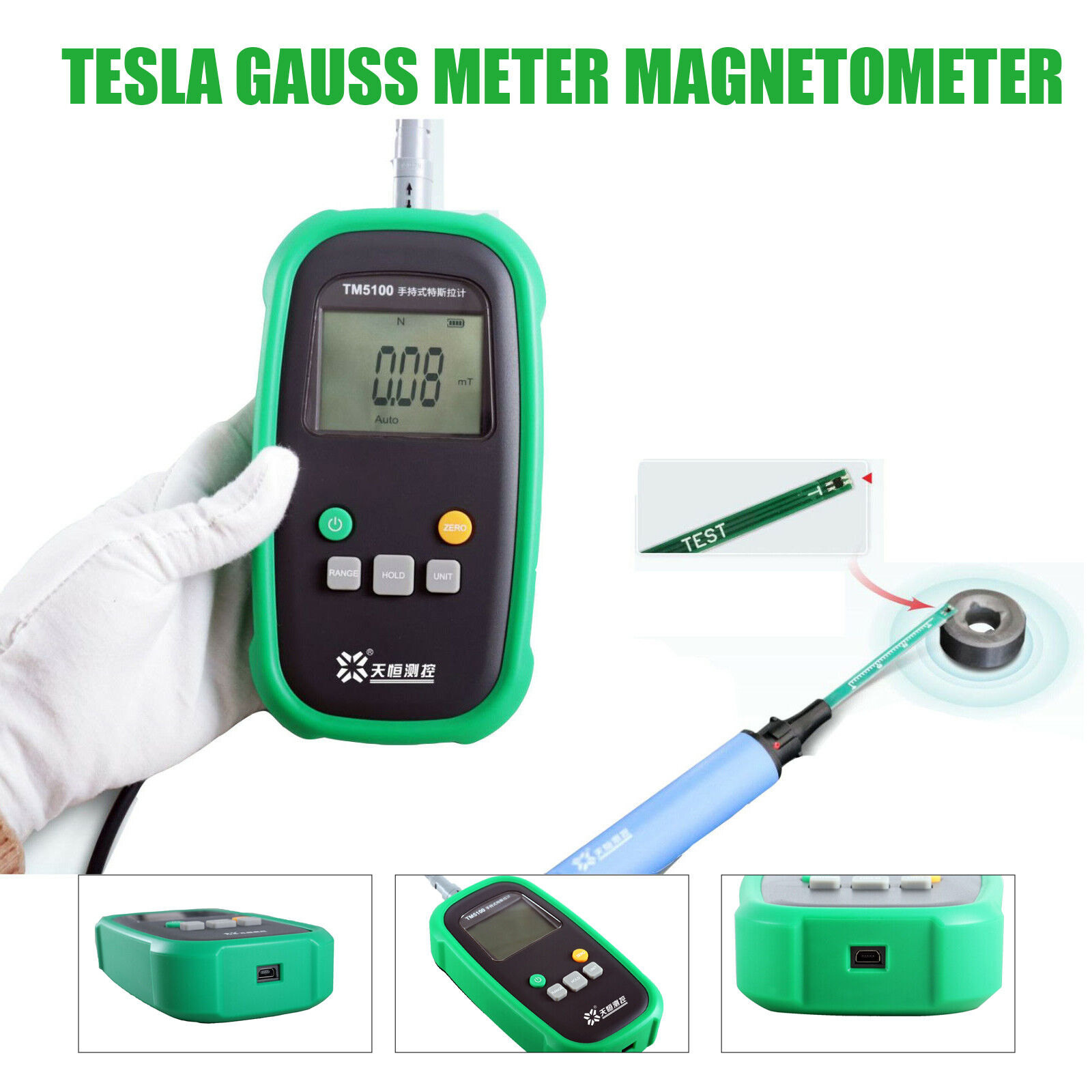 Handheld Tesla Meter Tester Gauss Meter Gaussmeter Digital Magnetic Field Tester