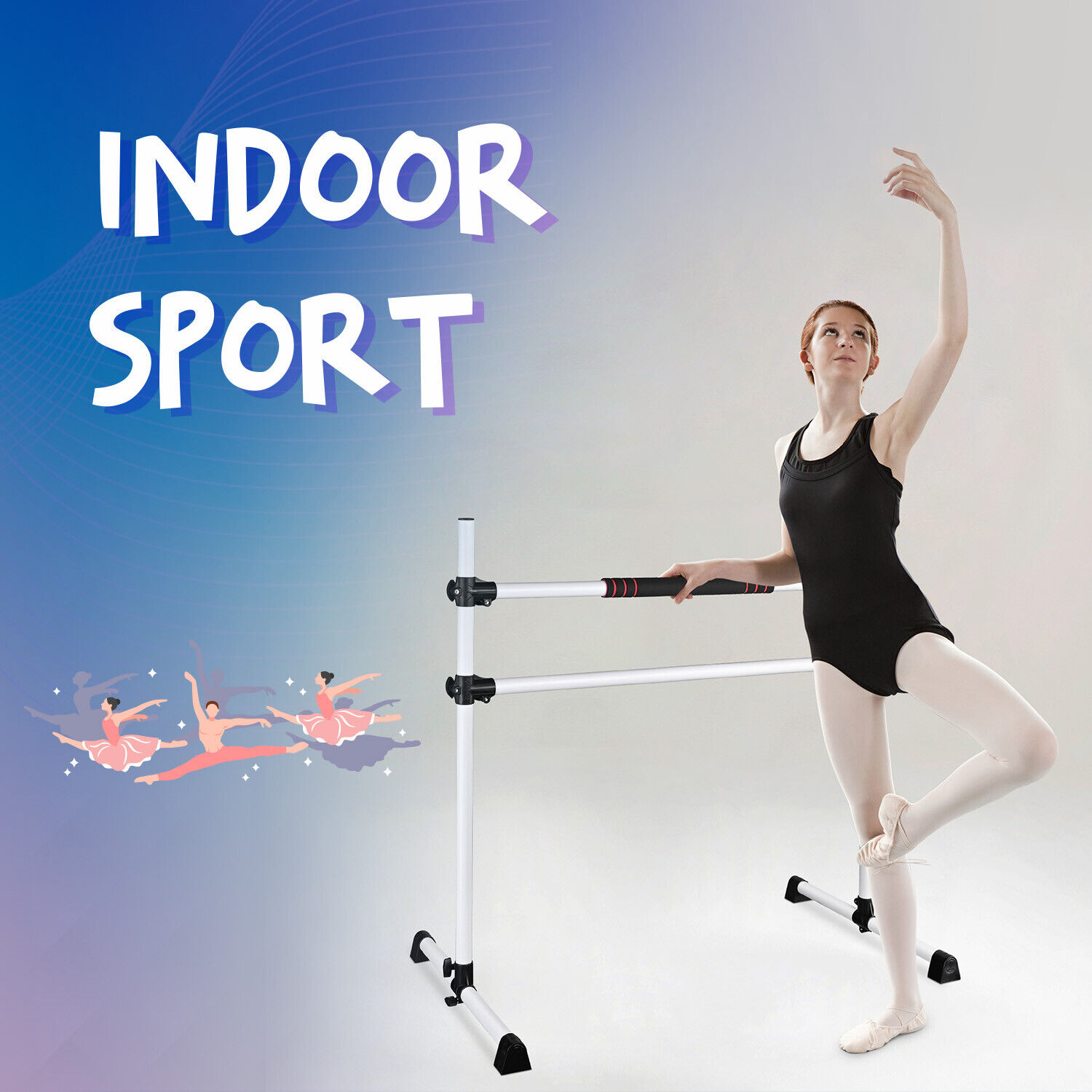 4 Ft Portable Ballet Barre For Home Dancing Training Studio Detachable, White