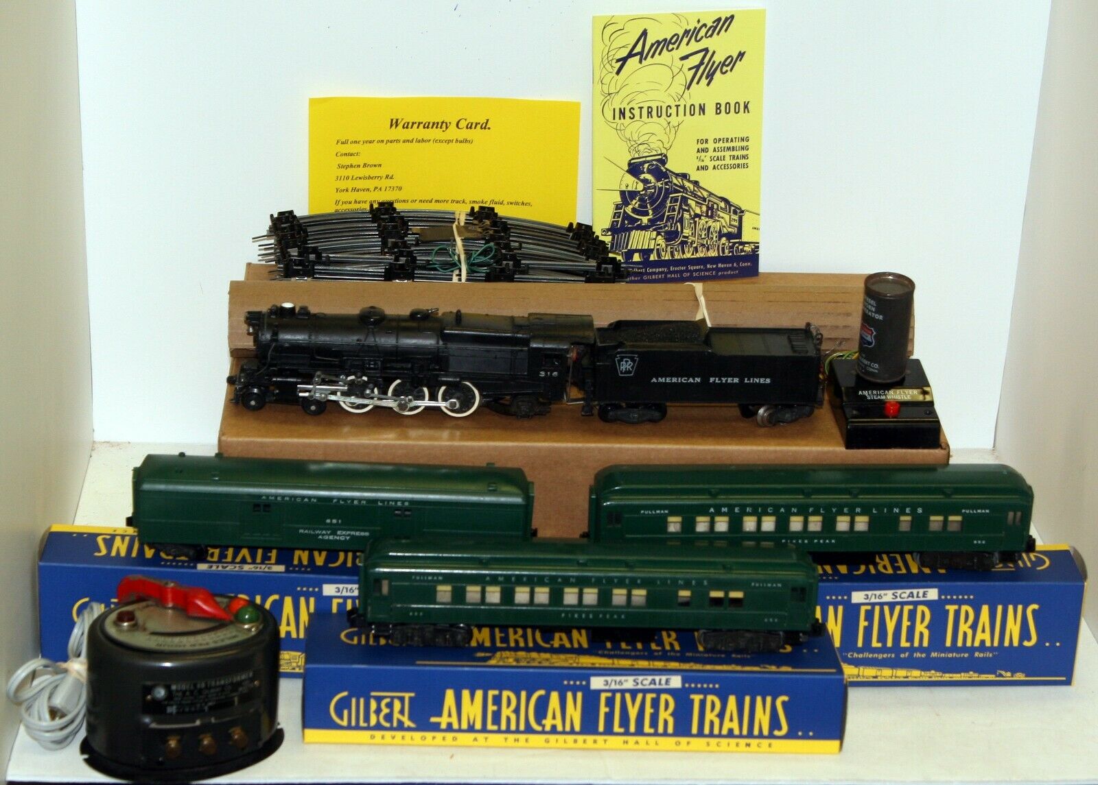 Ac Gilbert American Flyer S Gauge Steam Passenger Train With Rare Pullman Car.