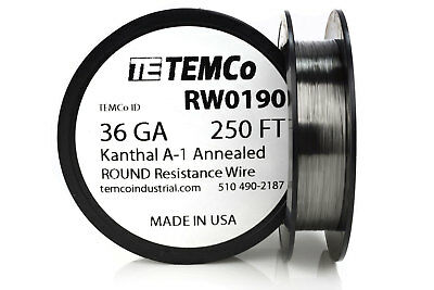 Temco Kanthal A1 Wire 36 Gauge 250 Ft Resistance Awg A-1 Ga