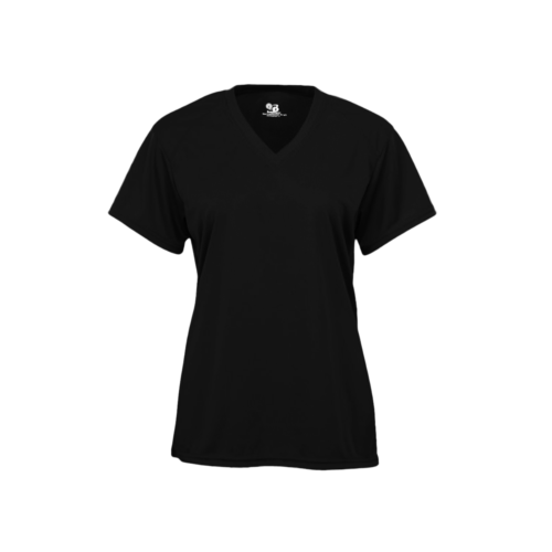 Badger Women's B-core Short Sleeve V-neck T-shirt Black Lg