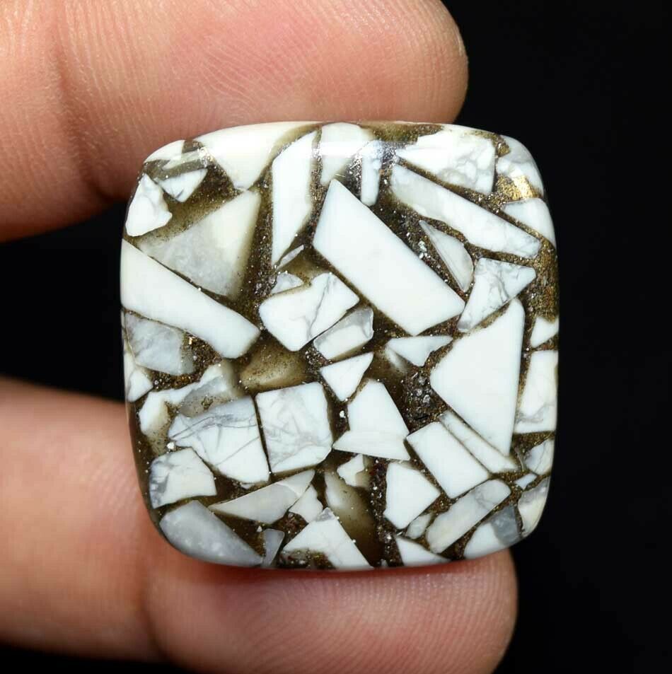 39.60 Cts. Reconstructed Copper White Howlite Cushion Cabochon Loose Gemstone