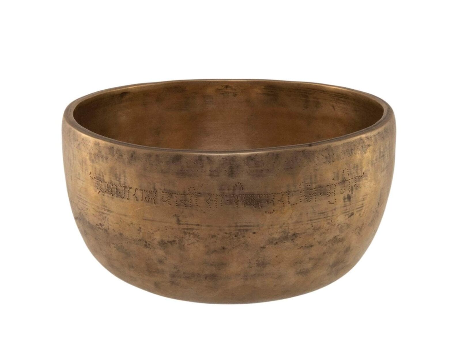 Rare Antique Inscribed Singing Bowl Thadobati Tc#252 7.1/4”x3.5/8” (18.5x9.2cm)