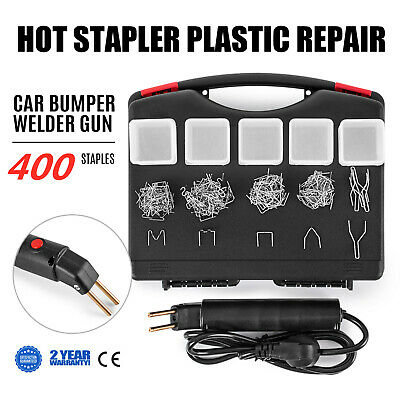 Hot Stapler Car Bumper Fender Fairing Welder Gun Plastic Repair Kit +400 Staples