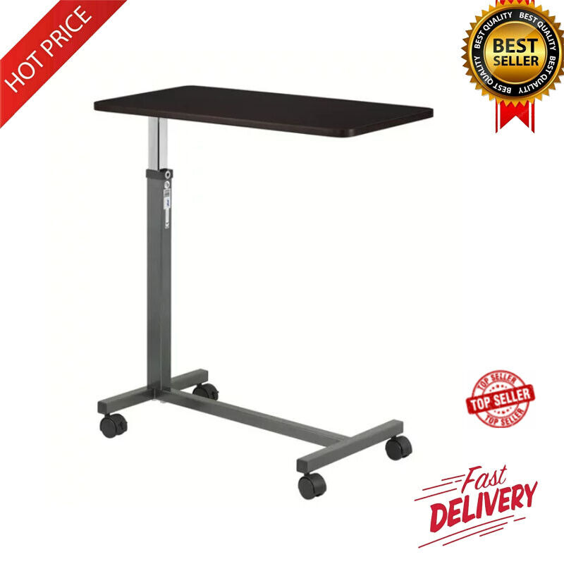 Adjustable Overbed Table Hospital Bed Table Laptop Desk Wheels Food Tray Stand