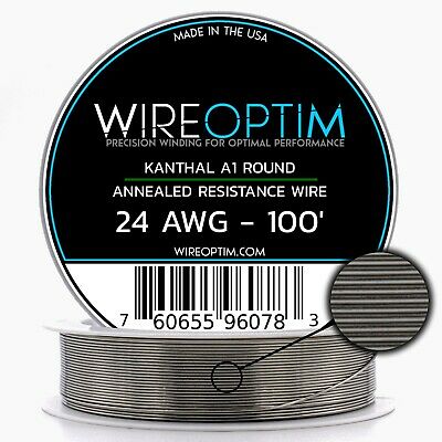 24 Gauge Awg Kanthal A1 Wire 100' Length - Ka1 Wire 24g Ga 0.51 Mm 100 Ft