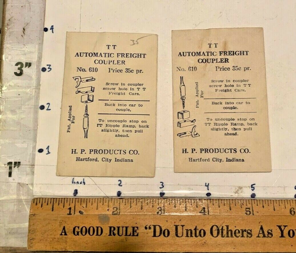 Lot Of 2 H.p Products Co Hartford City In Tt Automatic Freight Couple Envelopes