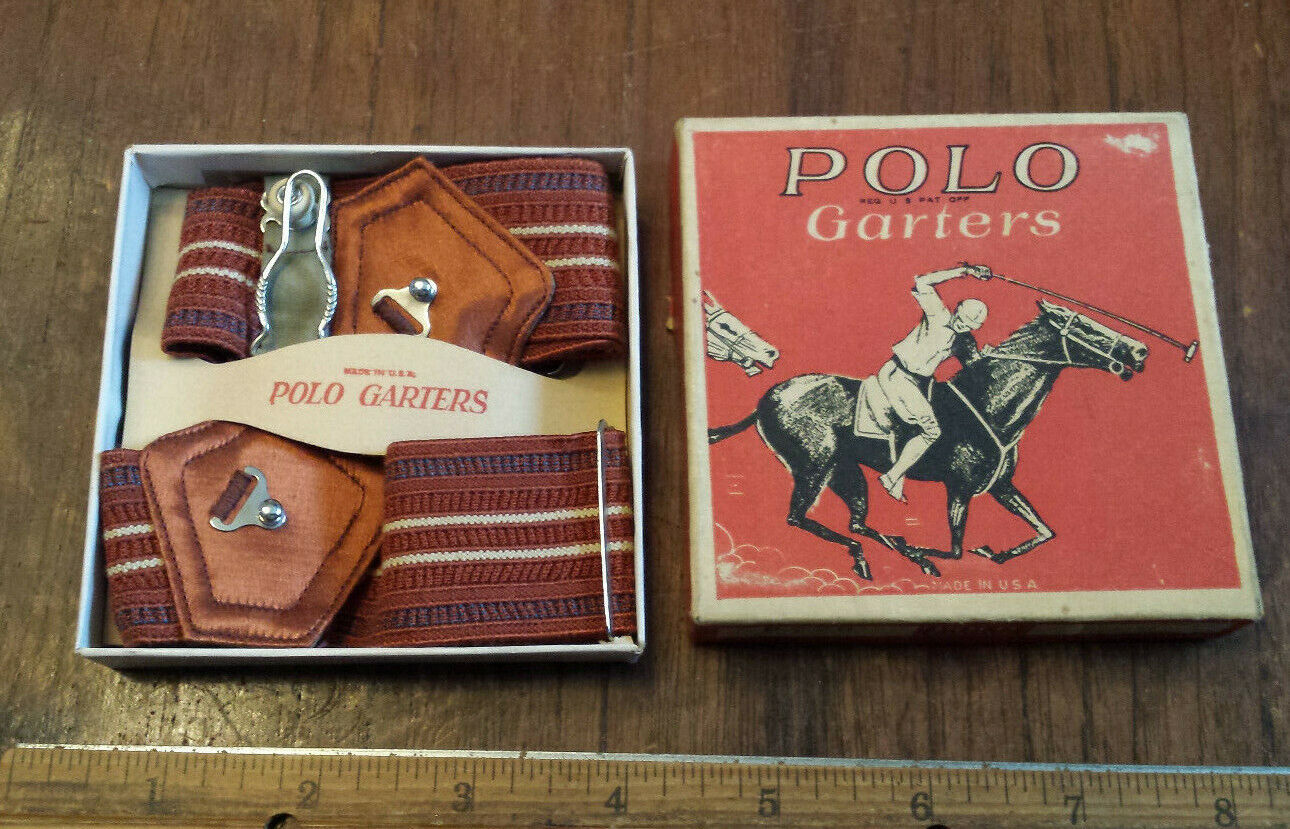 Vintage Polo Garters  In Original Box - P720 Henna