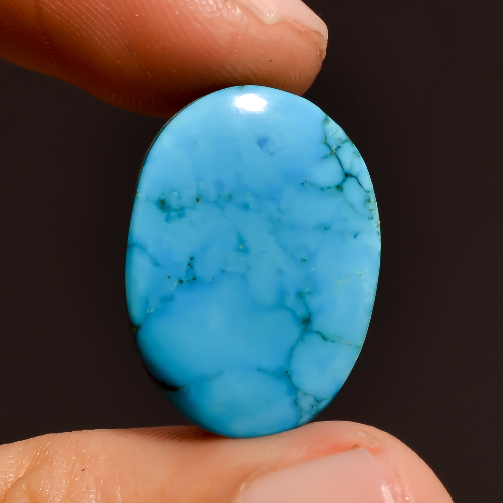 Aaa+ 100% Natural Blue Howlite Oval Cabochon Loose Gemstone 18.15 Ct. 20x15x9 Mm