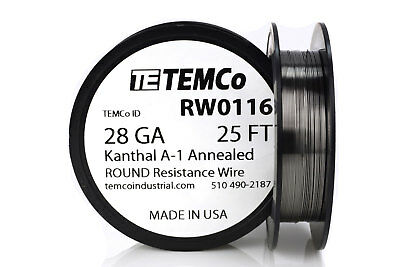 Temco Kanthal A1 Wire 28 Gauge 25 Ft Resistance Awg A-1 Ga