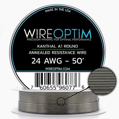 24 Gauge Awg Kanthal A1 Wire 50' Length - Ka1 Wire 24g Ga 0.51 Mm 50 Ft