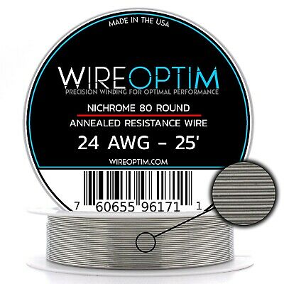 24 Gauge Awg Nichrome 80 Wire 25' Length - N80 Wire 24g Ga 0.51 Mm 25 Ft