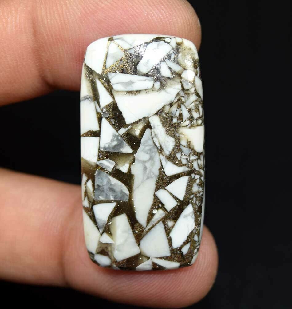 32.80 Cts. Reconstructed Copper White Howlite Cushion Cabochon Loose Gemstone