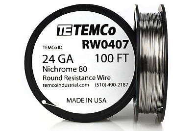 Temco Nichrome 80 Series Wire 24 Gauge 100 Ft Resistance Awg Ga