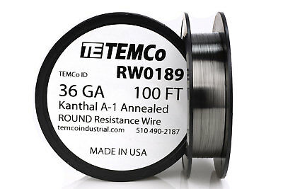 Temco Kanthal A1 Wire 36 Gauge 100 Ft Resistance Awg A-1 Ga