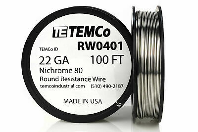 Temco Nichrome 80 Series Wire 22 Gauge 100 Ft Resistance Awg Ga