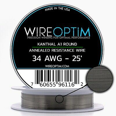 34 Gauge Awg Kanthal A1 Wire 25' Length - Ka1 Wire 34g Ga 0.16 Mm 25 Ft