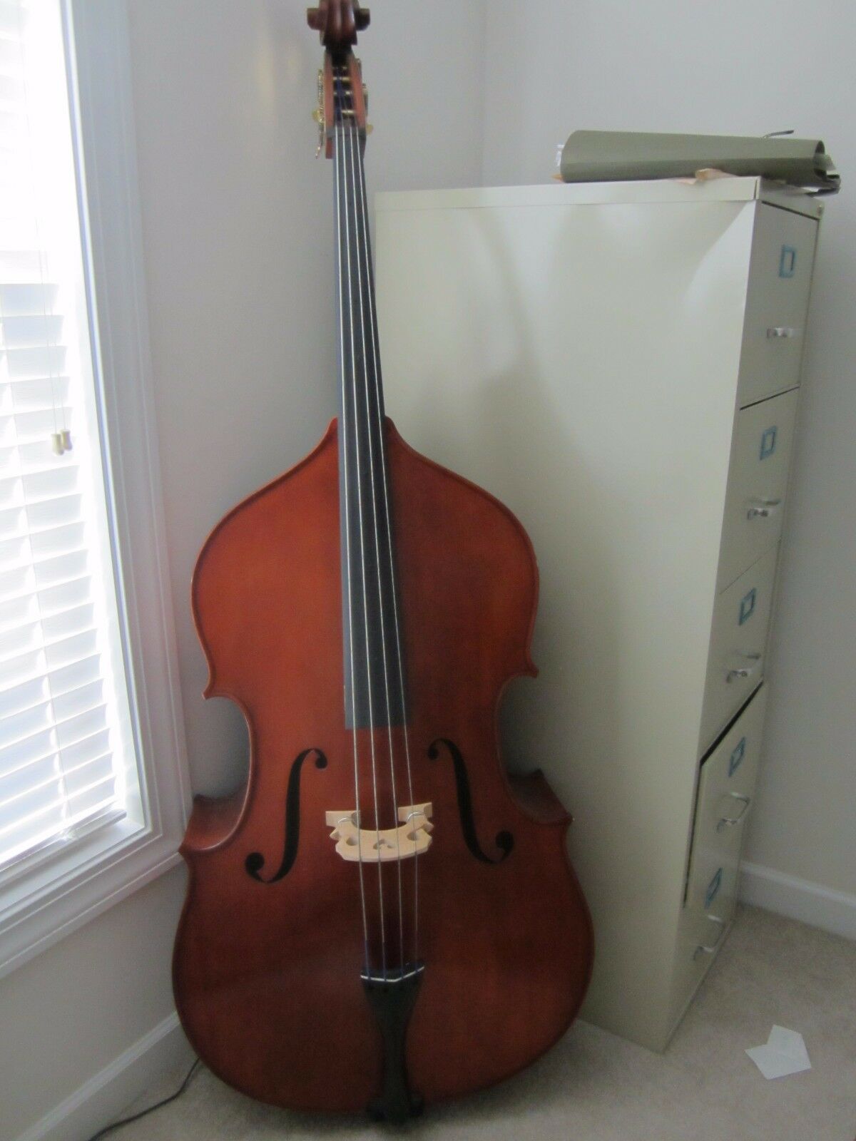 Double Bass 7/8 Size  42" String Length Roundback Made In Roumania.